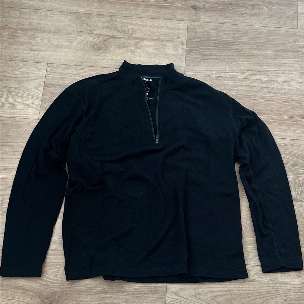 Men's Gramicci Black Half-Zip Sweater 100% merino wool, size large